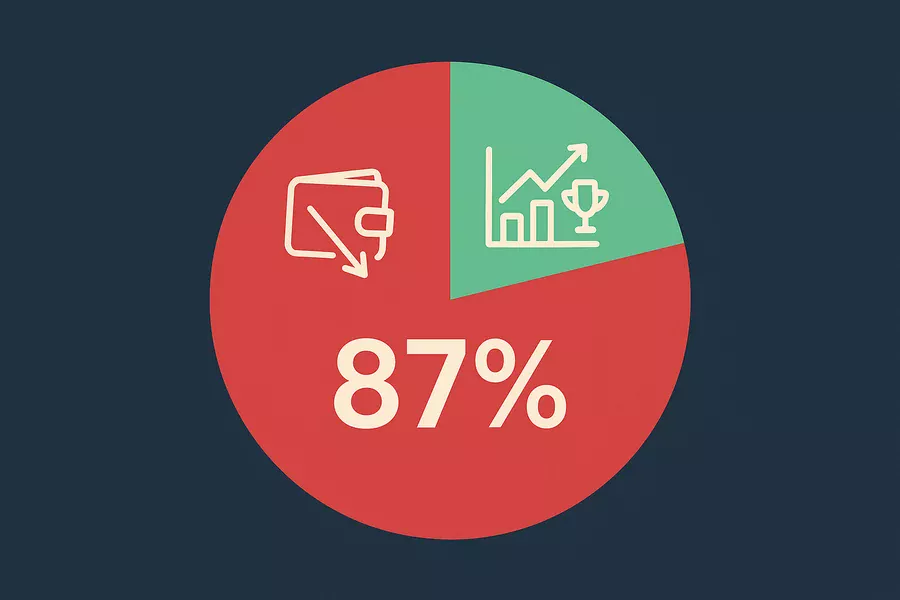 Estad&iacute;stica del 87% de seguidores de tipsters que pierden dinero versus el 13% rentable
