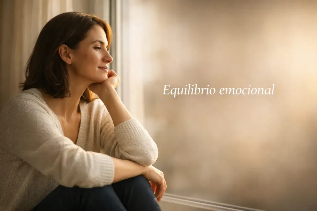 Persona en posición de calma y reflexión junto a una ventana con luz natural