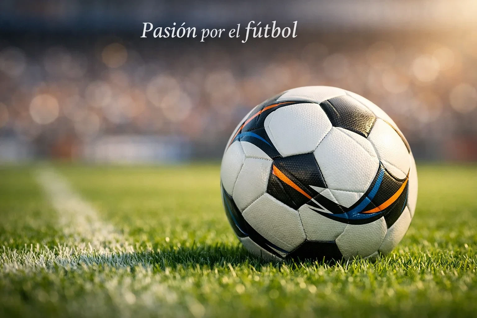Balón de fútbol en un campo de césped verde con líneas blancas