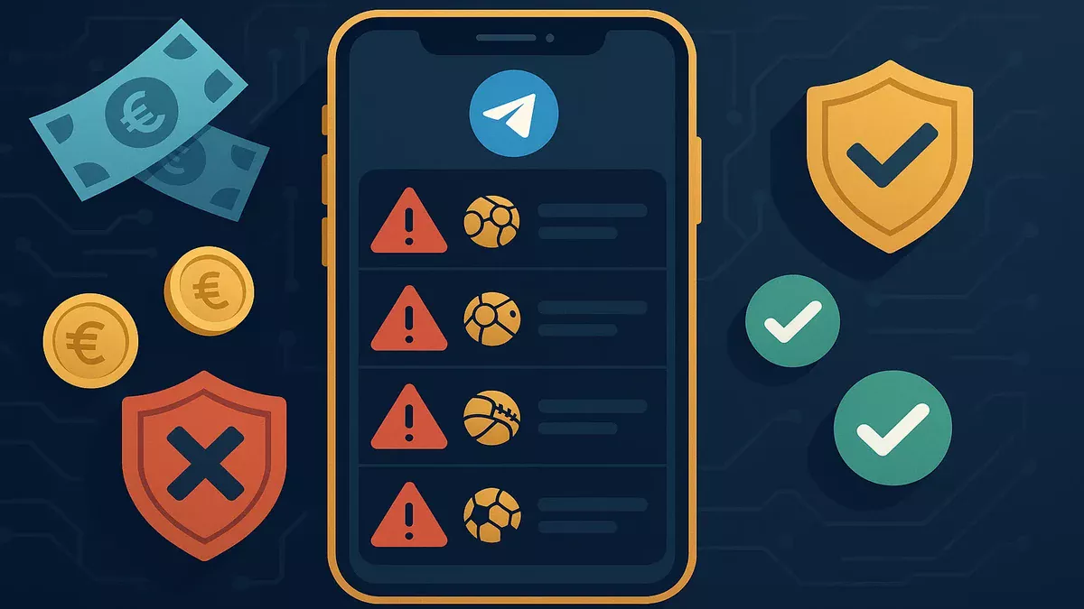 Guía completa sobre tipsters en Telegram 2025 mostrando canales legítimos versus estafas y trucos psicológicos